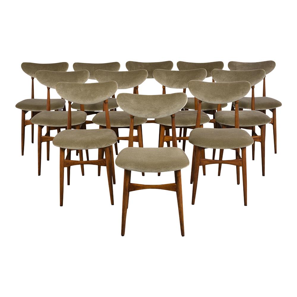 American Set of Twelve Midcentury Style Dining Chairs