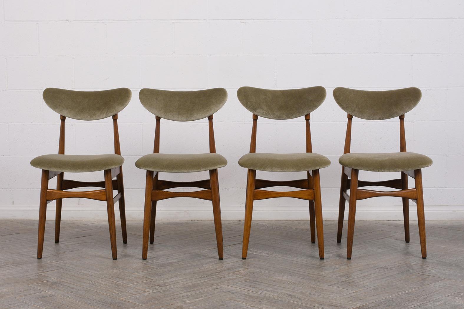 Carved Set of Twelve Midcentury Style Dining Chairs
