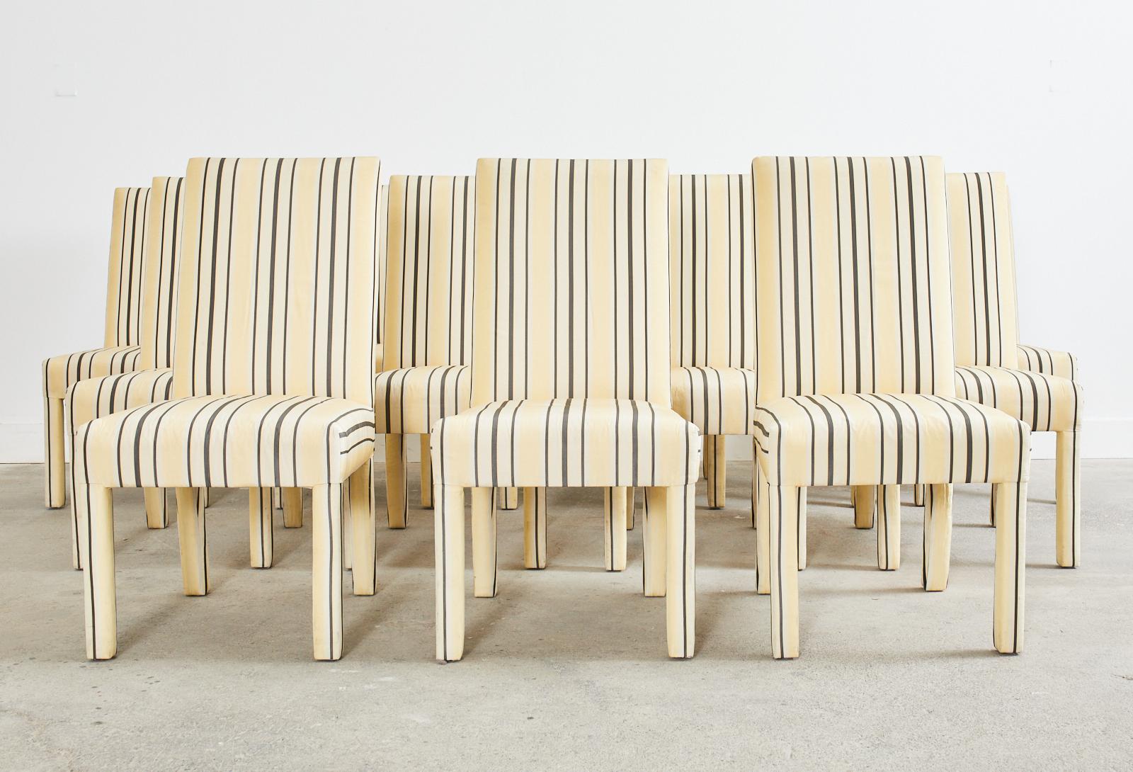 American Set of Twelve Mid-Century Modern Parsons Dining Chairs
