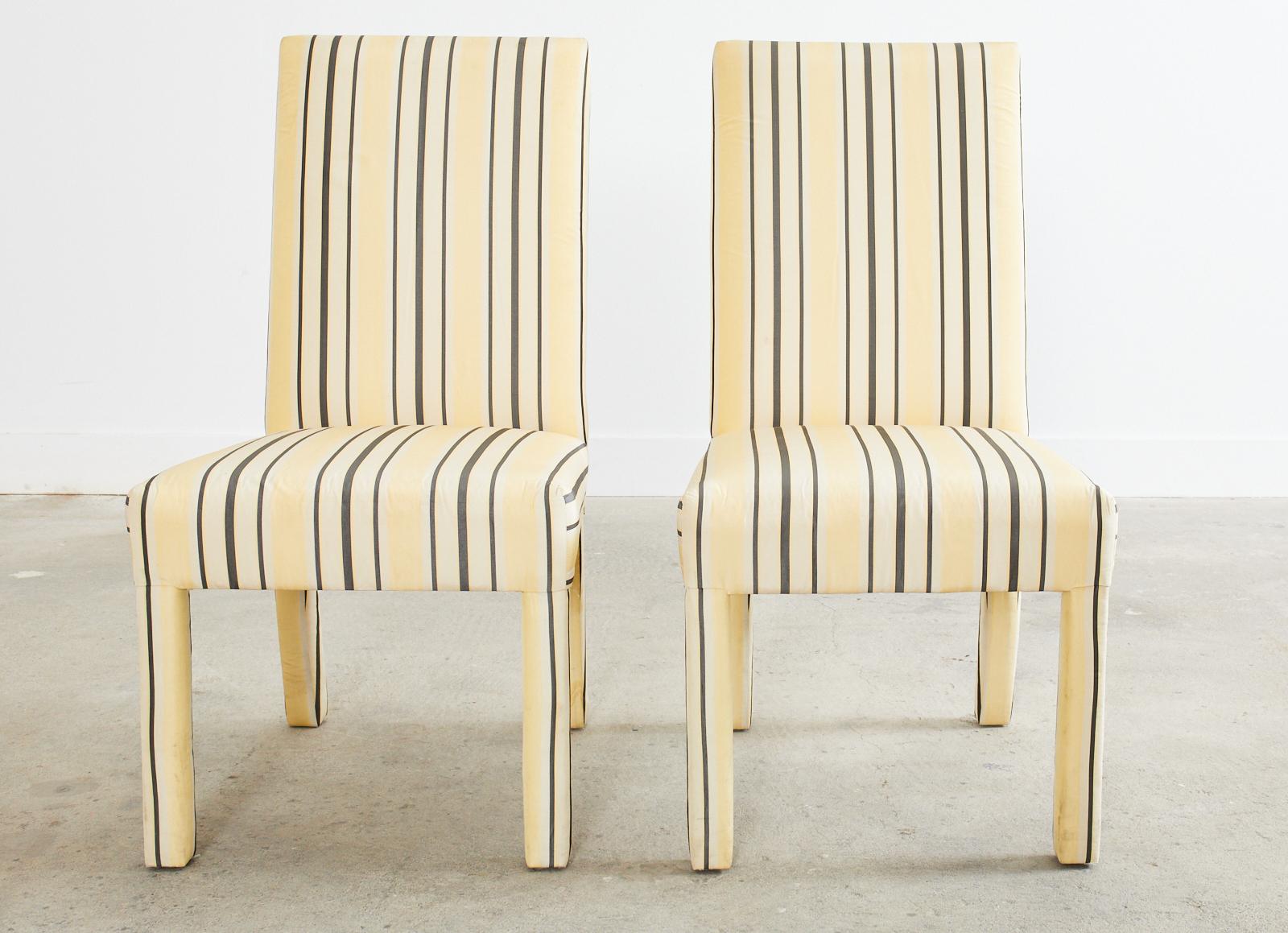 Fabric Set of Twelve Mid-Century Modern Parsons Dining Chairs