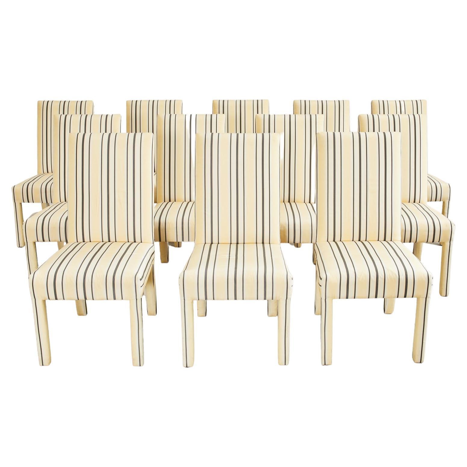 Set of Twelve Mid-Century Modern Parsons Dining Chairs