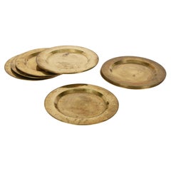 Set of Twelve Midcentury Round Brass Italian Tablemats, 1970s