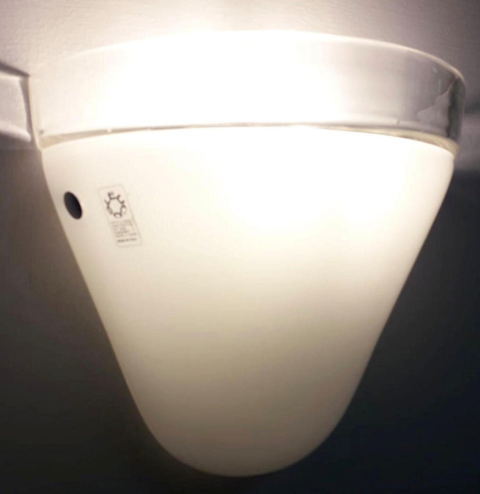 Set of Twelve Milky White Murano Glass Sconces by Leucos. Italy, 1960's. In Good Condition For Sale In Los Angeles, CA