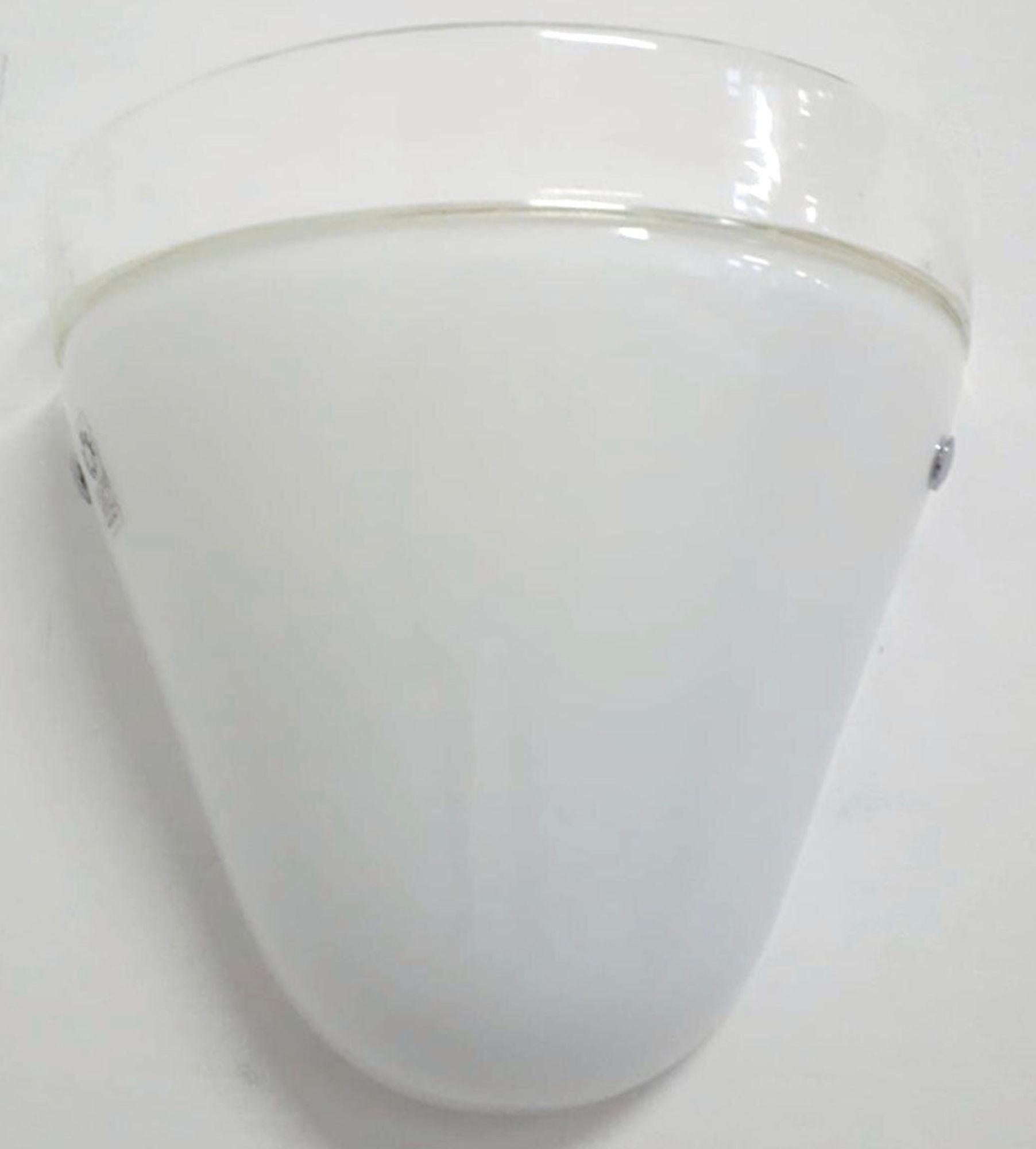Mid-20th Century Set of Twelve Milky White Murano Glass Sconces by Leucos. Italy, 1960's. For Sale