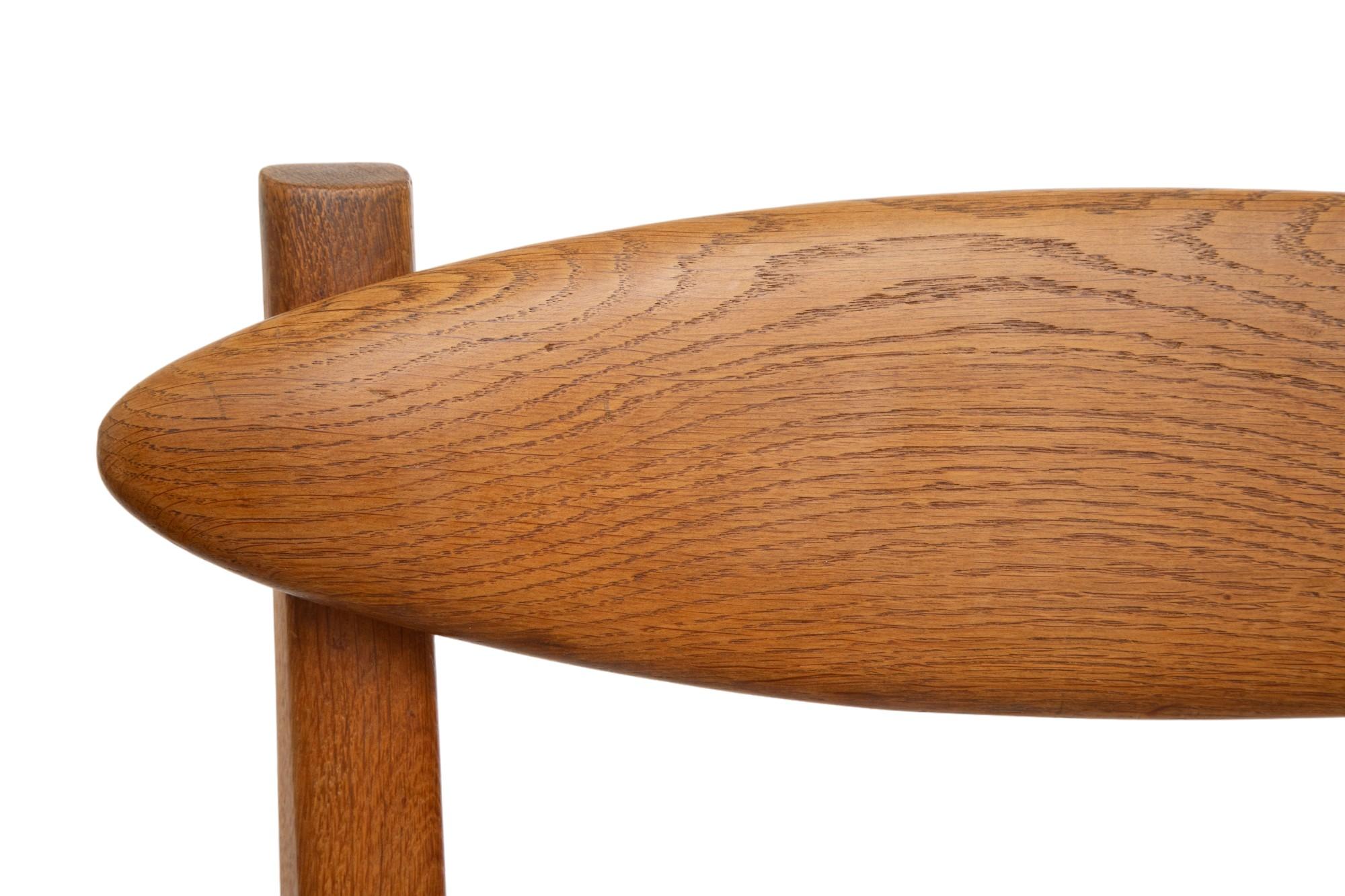 Set of Twelve Minimalist Organic Modern Oak Dining Chairs, Guillerme et Chambron For Sale 14