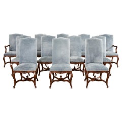Set of Twelve Minton-Spidell Louis XV Style Suede Dining Chairs