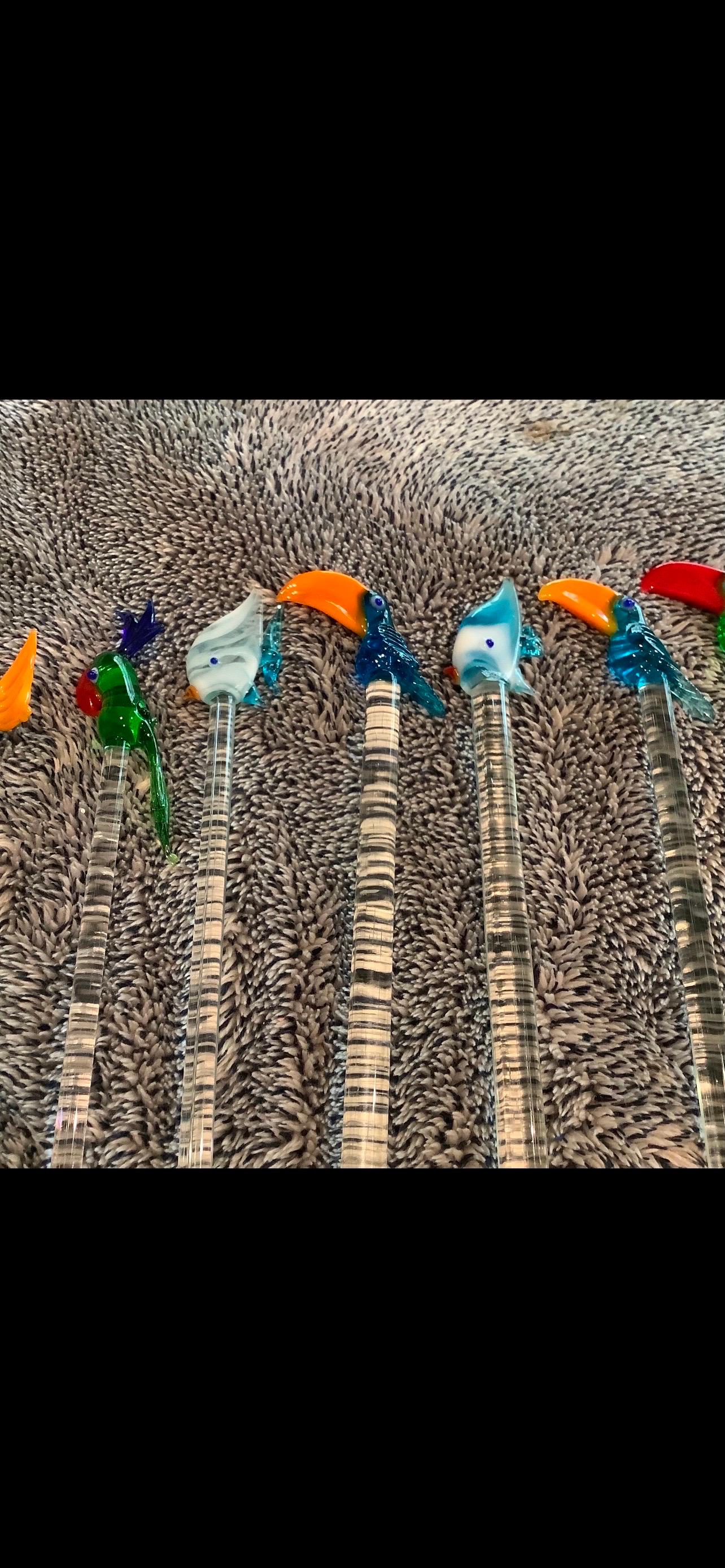 Satz von zwölf Murano Glas Swizzle Sticks (Hollywood Regency) im Angebot