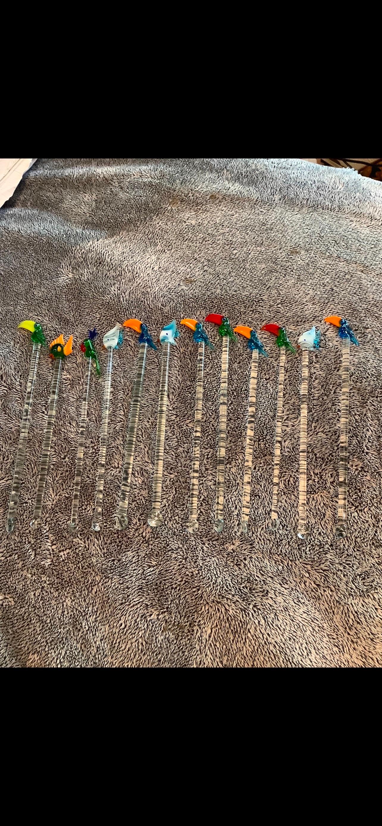 Satz von zwölf Murano Glas Swizzle Sticks (Geblasenes Glas) im Angebot