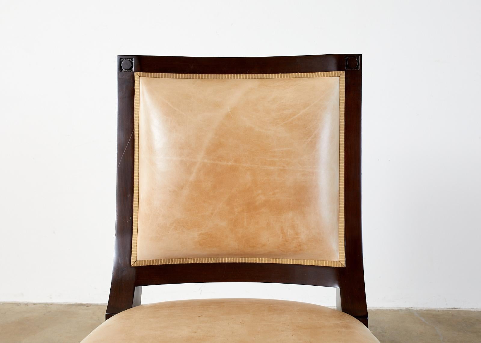 Set of Twelve Nancy Corzine Directoire Leather Dining Chairs 2
