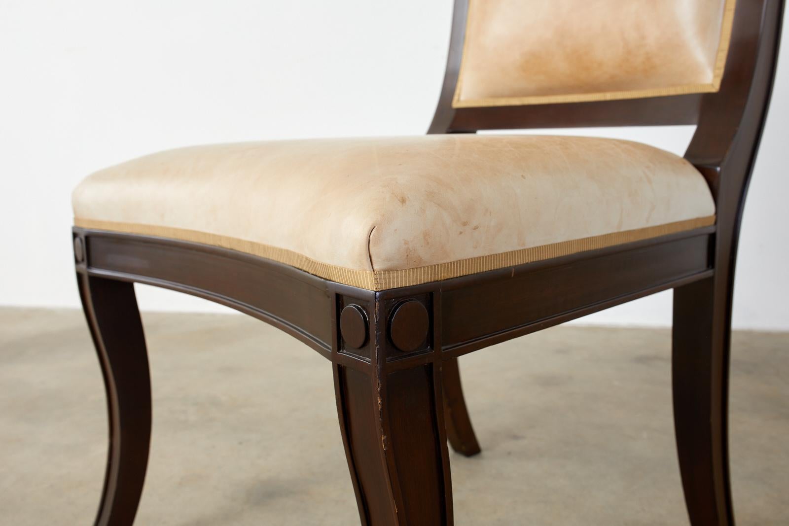 Set of Twelve Nancy Corzine Directoire Leather Dining Chairs 3
