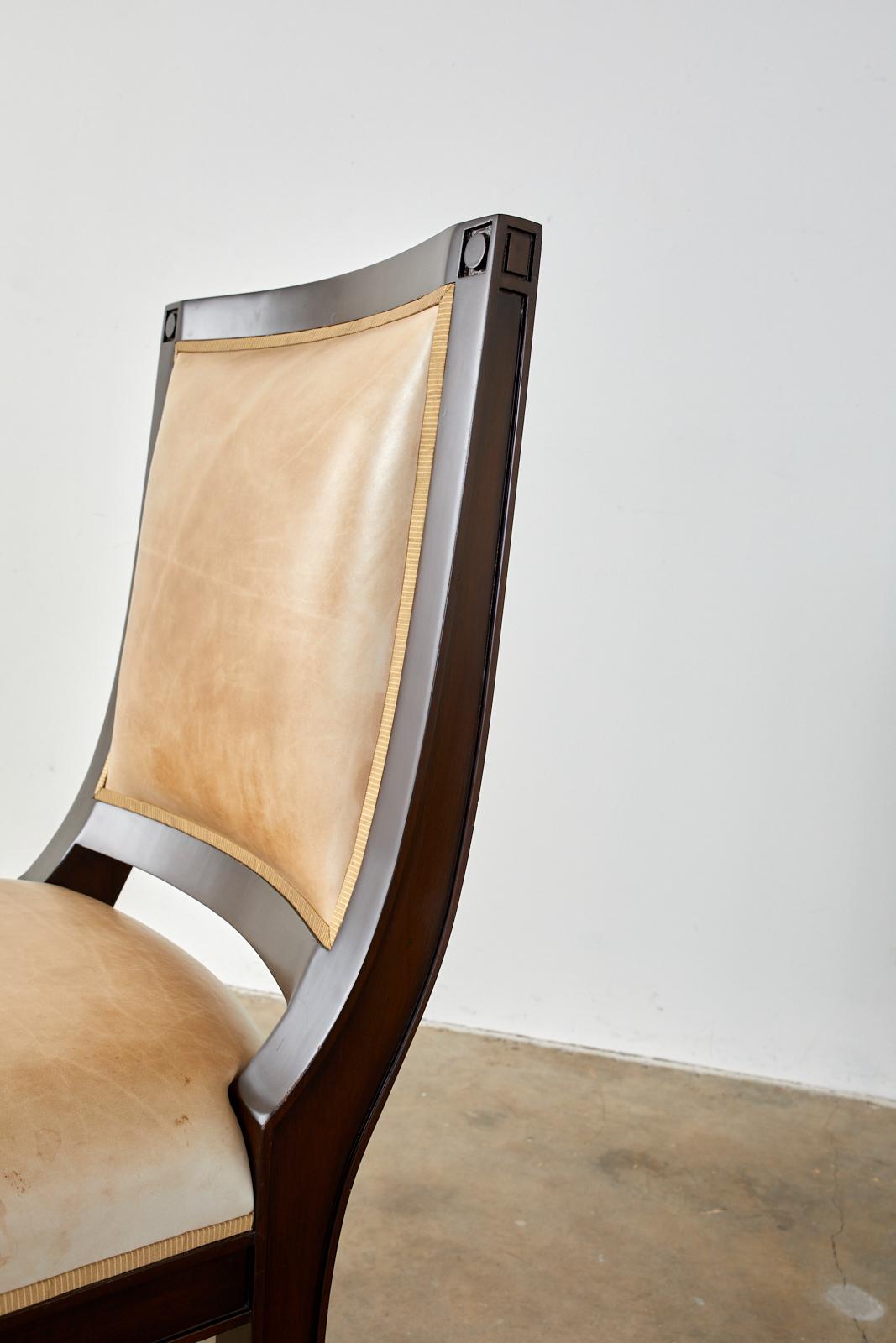 Set of Twelve Nancy Corzine Directoire Leather Dining Chairs 5
