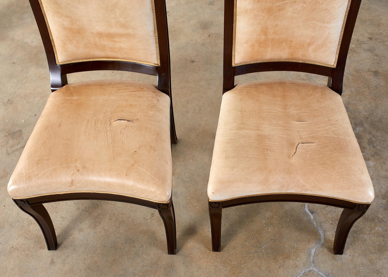 Set of Twelve Nancy Corzine Directoire Leather Dining Chairs 8