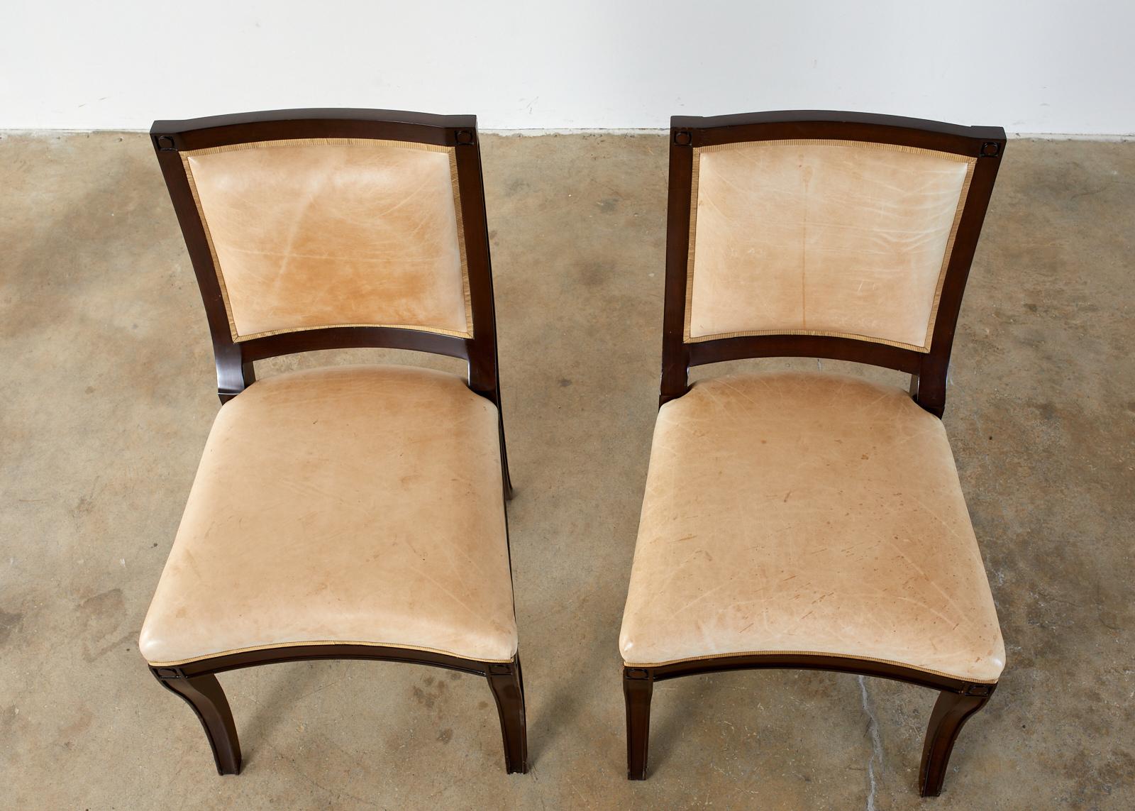 Set of Twelve Nancy Corzine Directoire Leather Dining Chairs In Good Condition In Rio Vista, CA