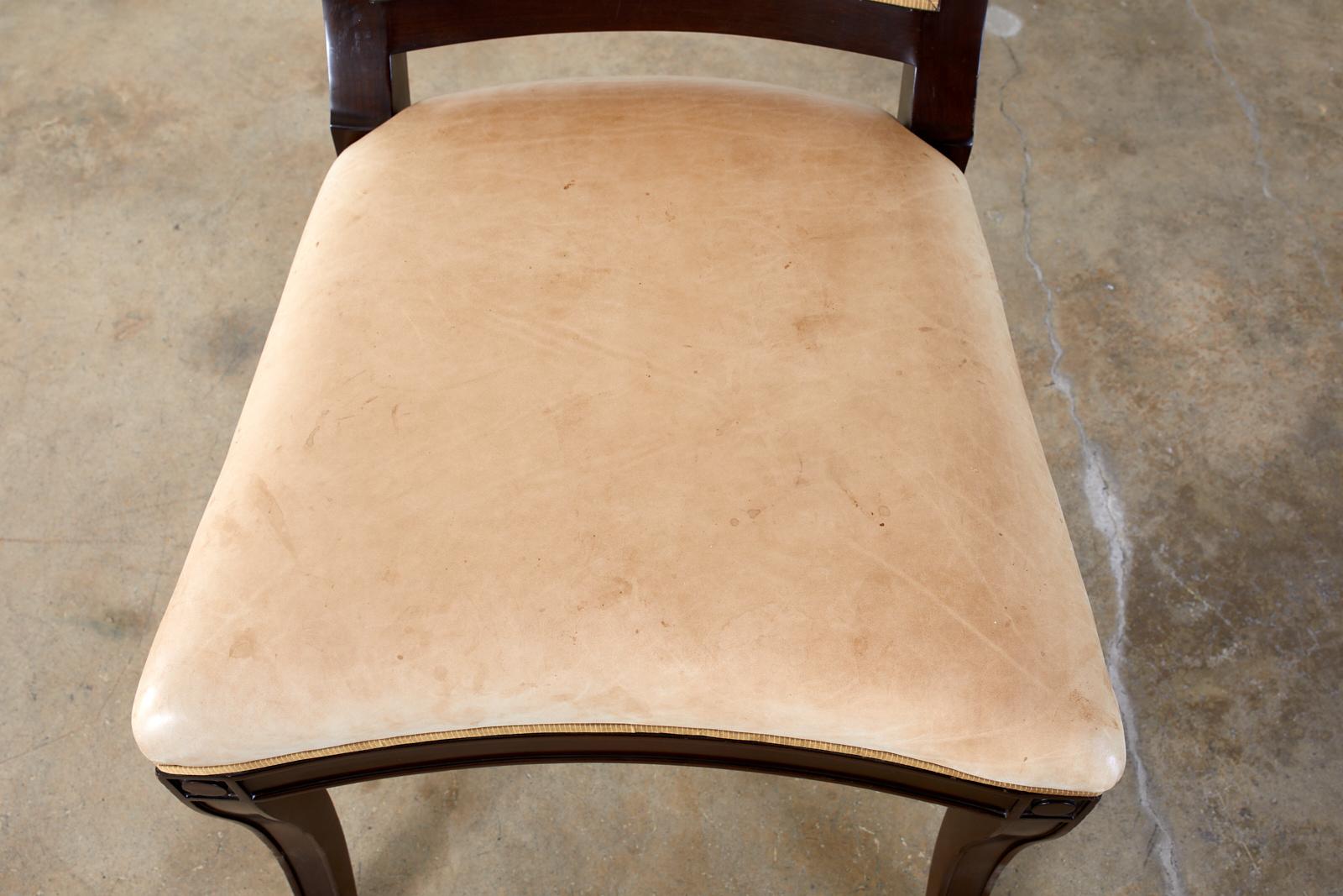 Set of Twelve Nancy Corzine Directoire Leather Dining Chairs 1