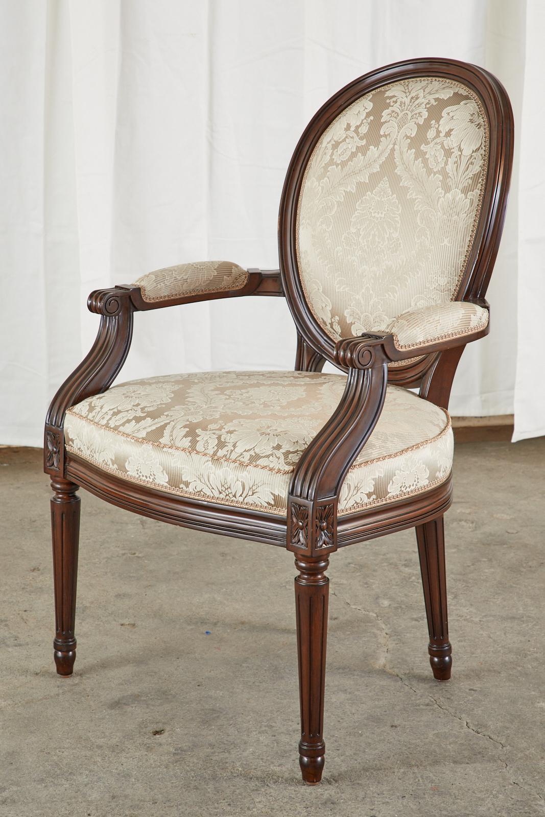 Mahogany Set of Twelve Nancy Corzine Louis XVI Style Dining Chairs