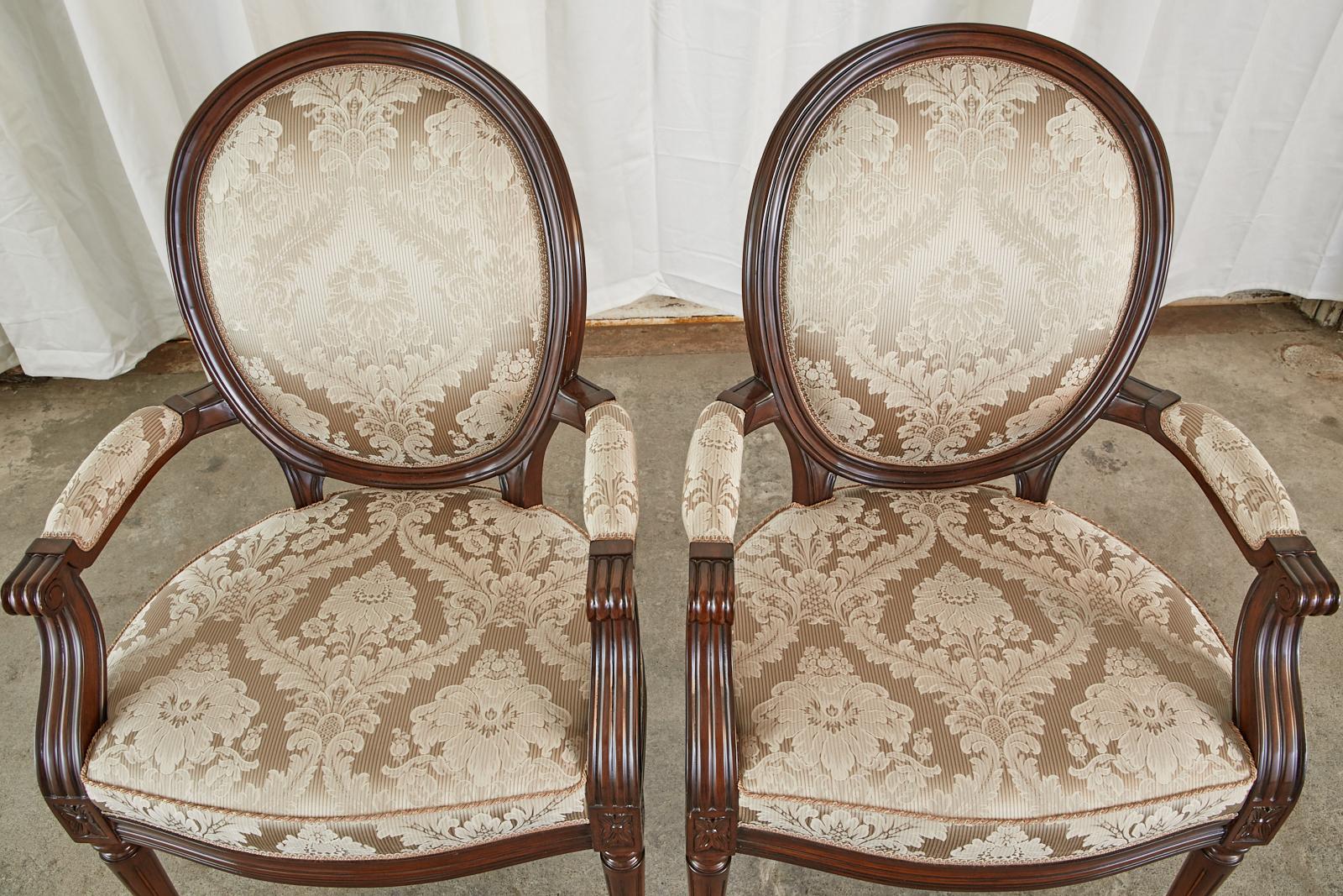 Hand-Crafted Set of Twelve Nancy Corzine Louis XVI Style Dining Chairs
