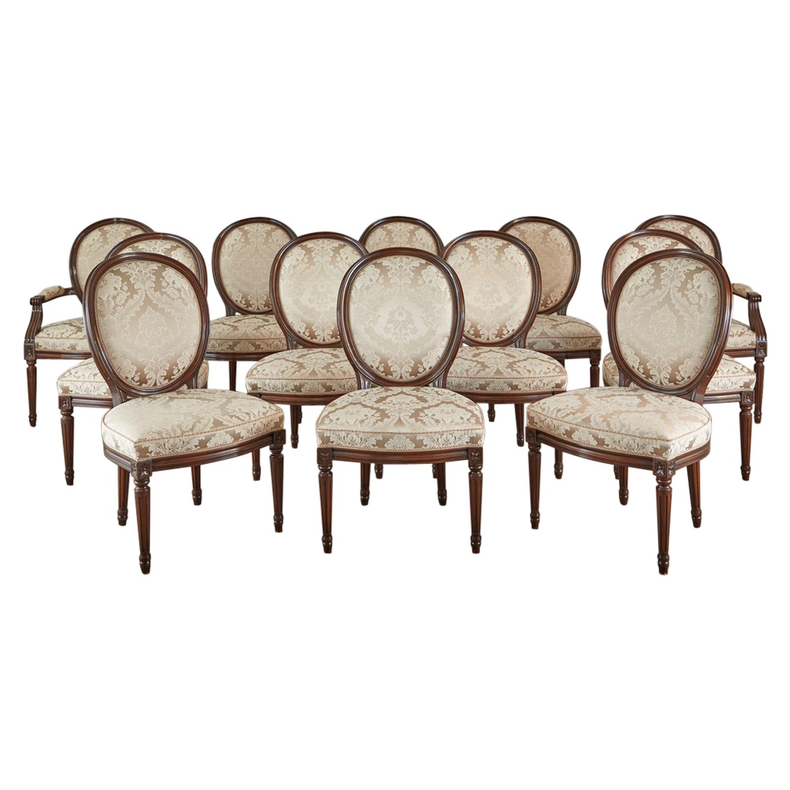 Set of Twelve Nancy Corzine Louis XVI Style Dining Chairs