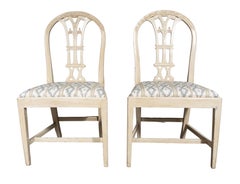 Set Of Twelve Neoclassic Style White Painted Dining Chairs