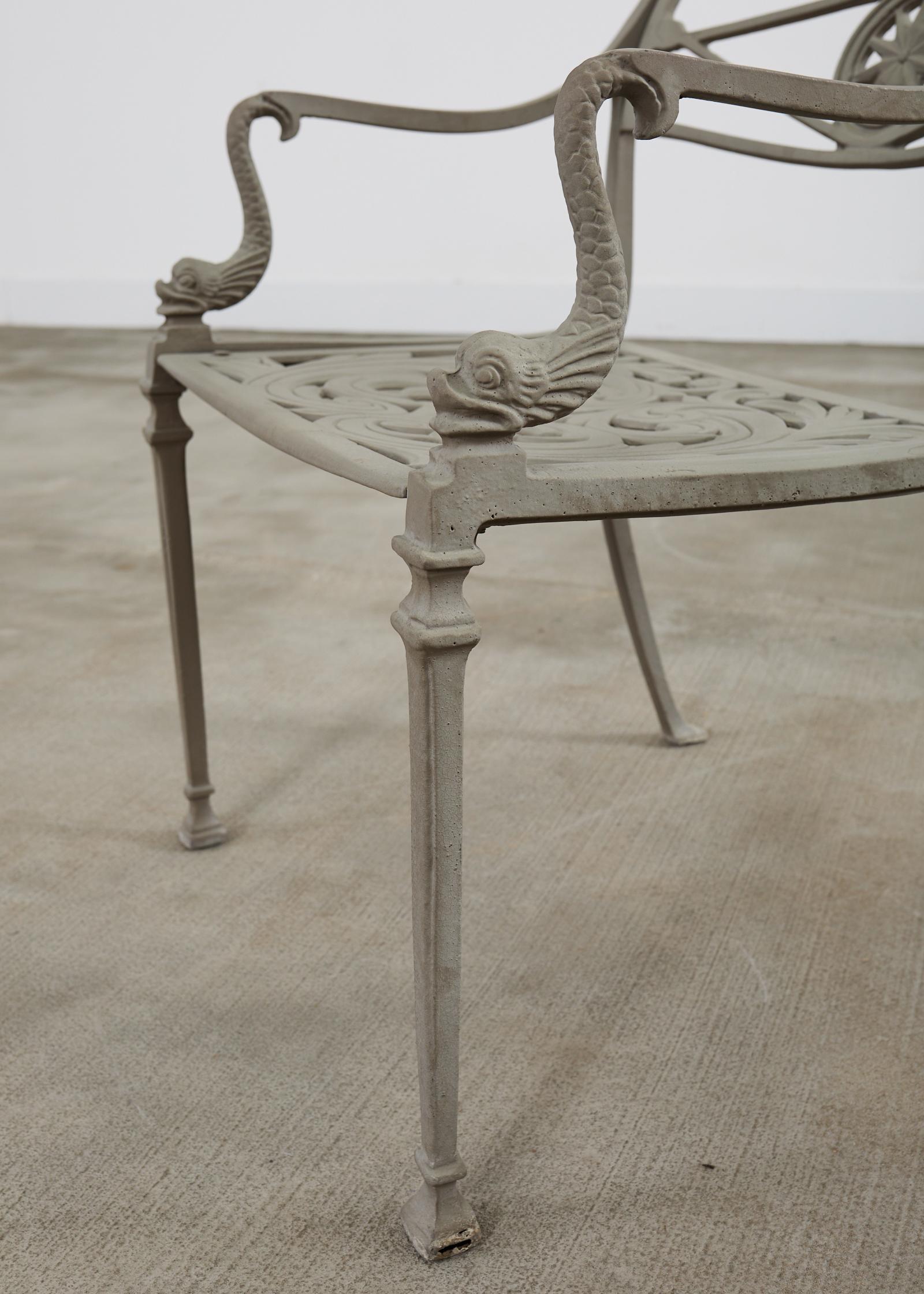 Set of Twelve Neoclassical Dolphin and Star Garden Dining Armchairs 3