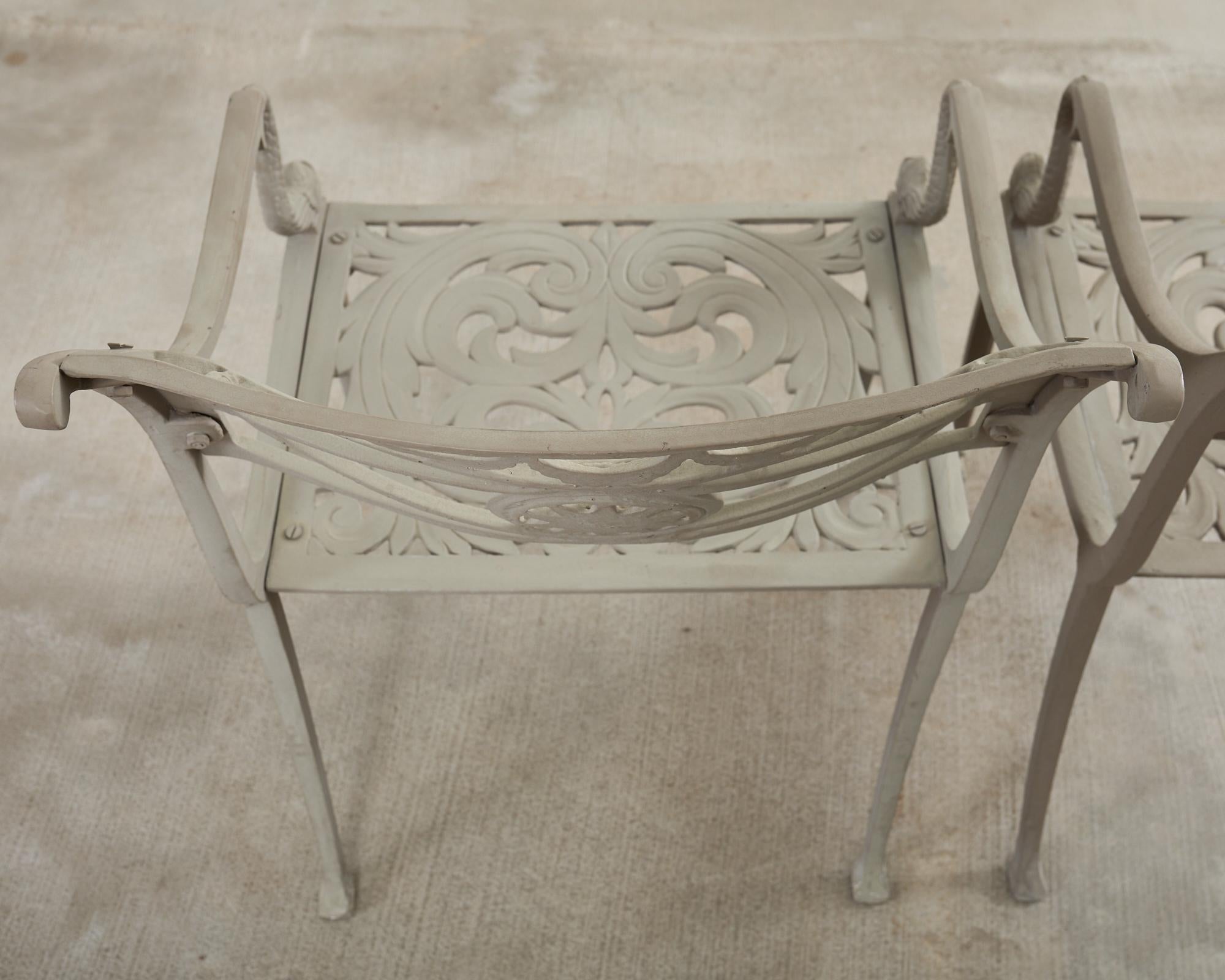 Set of Twelve Neoclassical Dolphin and Star Garden Dining Armchairs 5