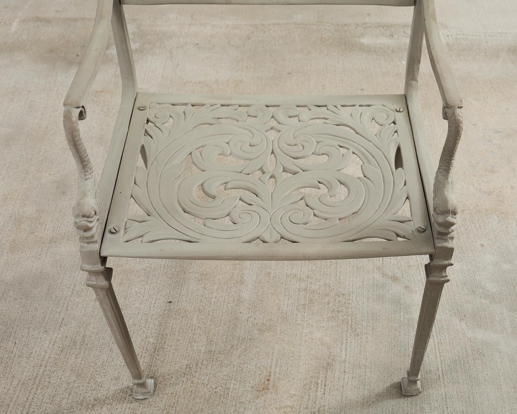 Set of Twelve Neoclassical Dolphin and Star Garden Dining Armchairs 8
