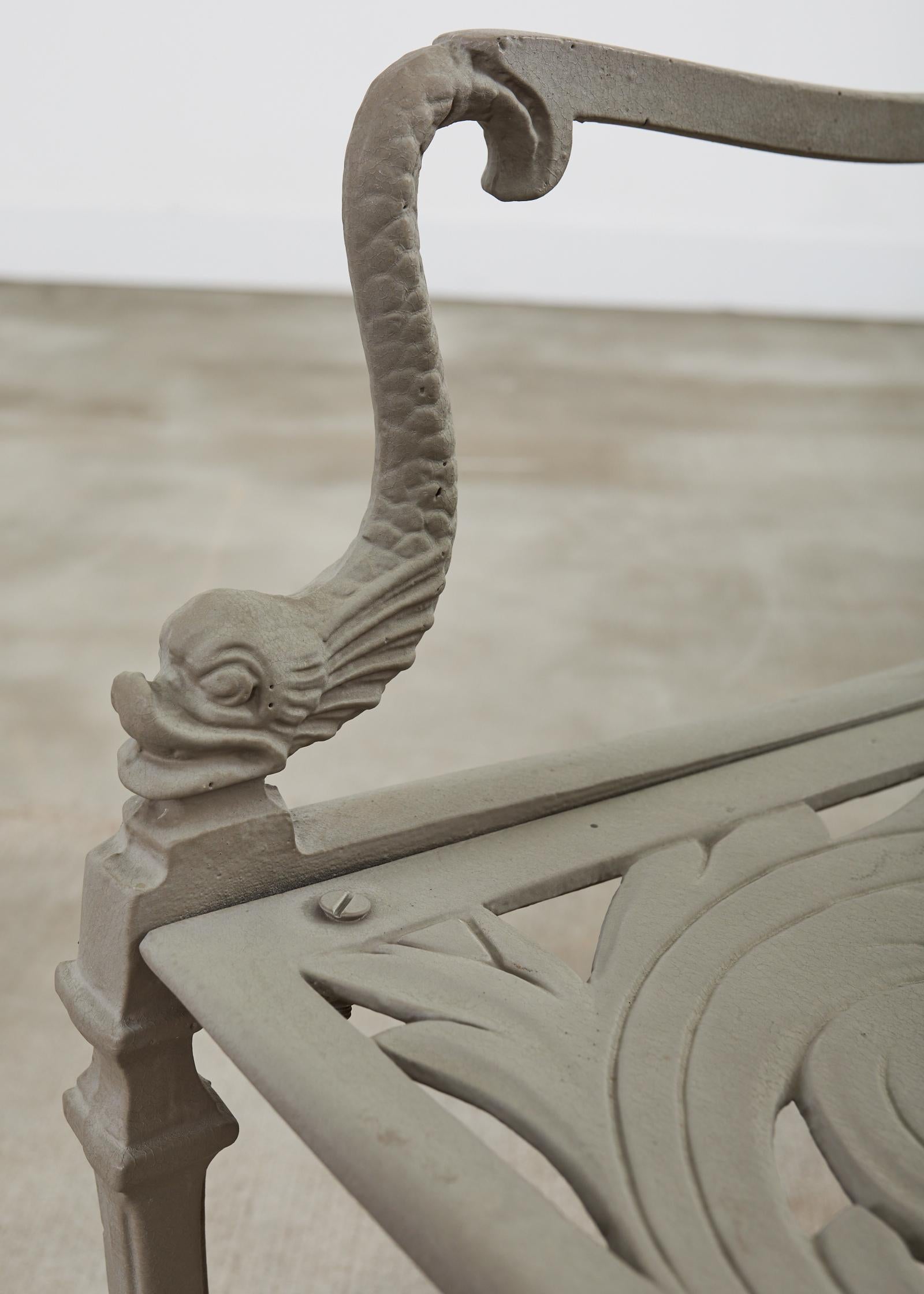 Set of Twelve Neoclassical Dolphin and Star Garden Dining Armchairs 2