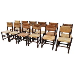 Set of Twelve Oak French Country Kitchen Dining Chairs