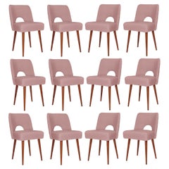 Set of Twelve Pink Boucle 'Shell' Chairs, 1960s