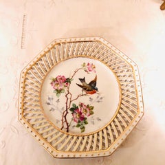 Set of Twelve Pirkenhammer Reticulated Bird Plates Each Painted Differently
