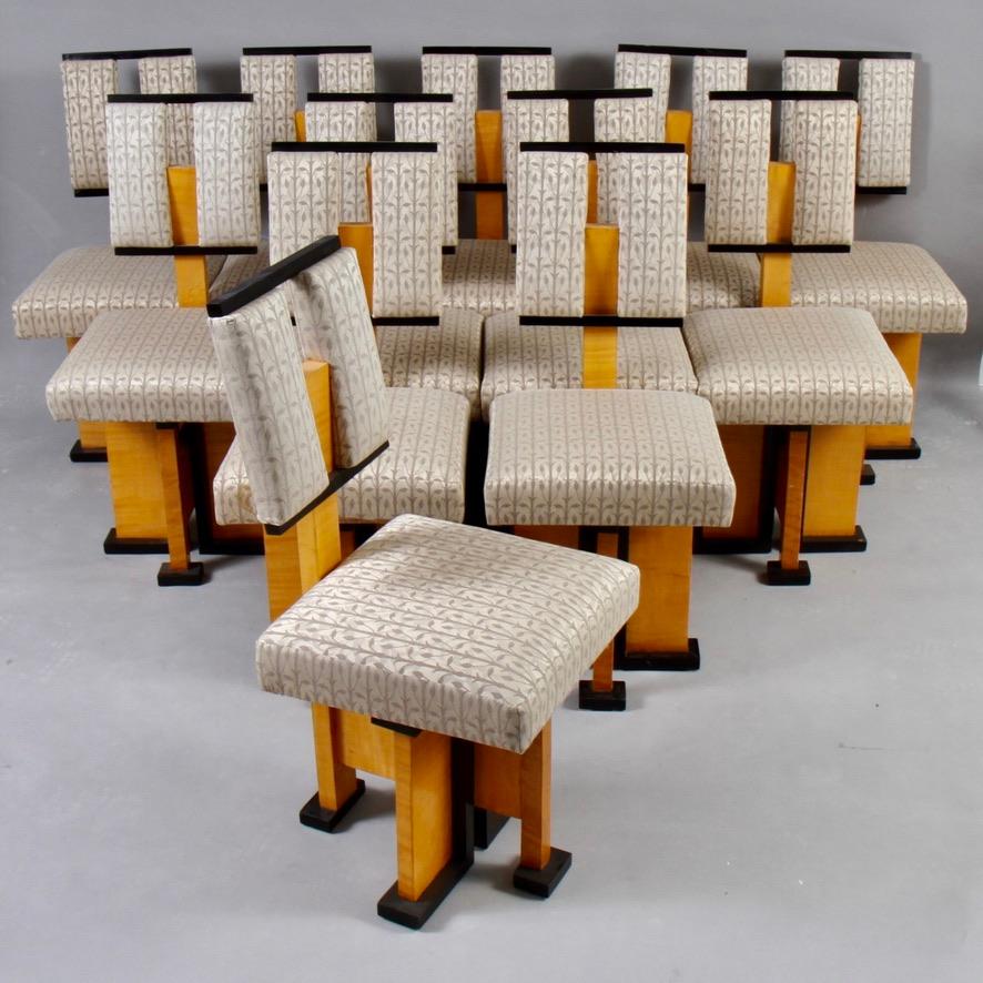 Modern Set of Twelve Pivot-Back Dining Chairs