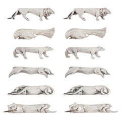 Set of Twelve Plated Silver Animalier Knife Rests by Christofle