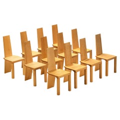 Used Set of Twelve Postmodern Dining Chairs in Solid Ash Wood