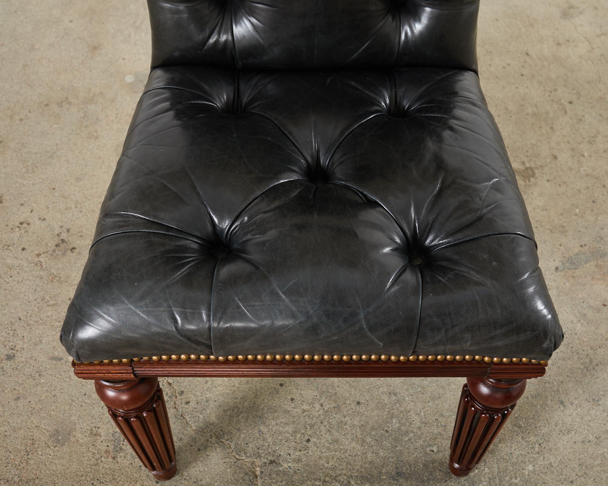 Set of Twelve Ralph Lauren Tufted Leather Dining Chairs 9