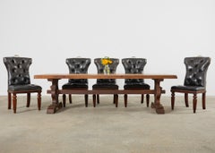 Set of Twelve Ralph Lauren Tufted Leather Dining Chairs