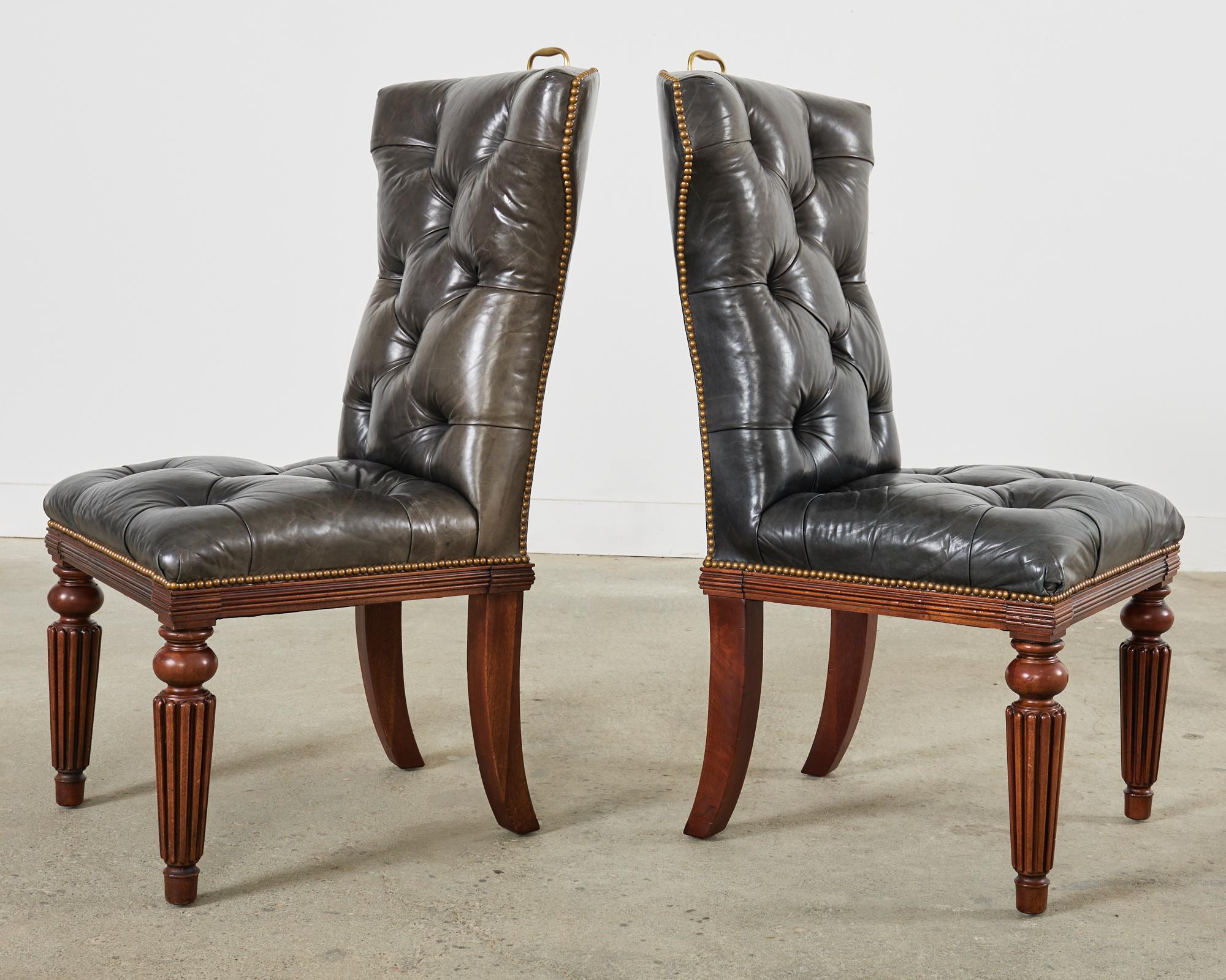 20th Century Set of Twelve Ralph Lauren Tufted Leather Dining Chairs