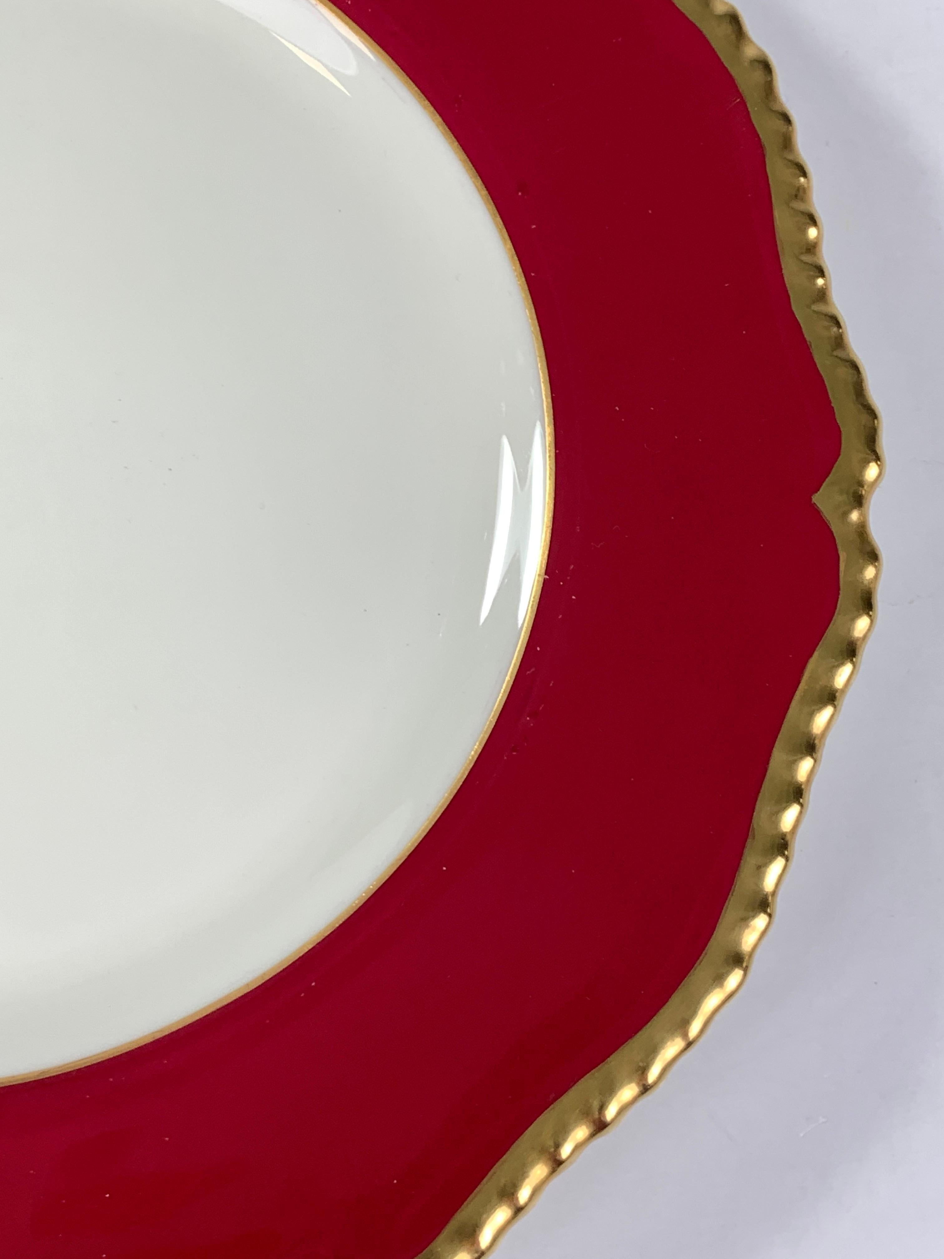 Set of Twelve Red Dinner Plates Royal Worcester Made in England, 1884 In Excellent Condition In Katonah, NY
