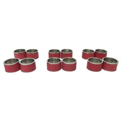 Set of Twelve Red Shagreen Napkin Rings by Fabio Ltd