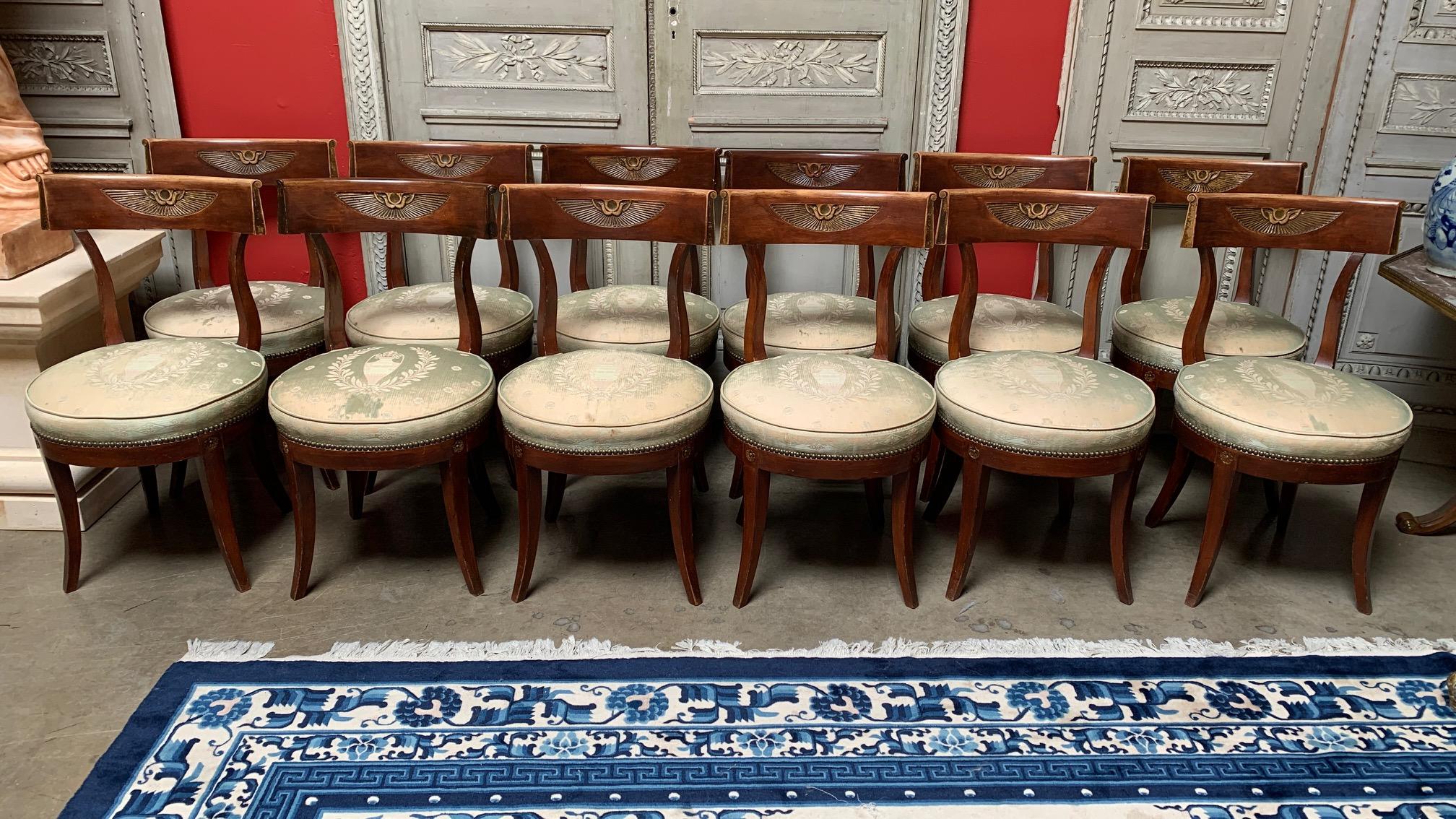 Hollywood Regency Set of Twelve Regence style Dining Chairs