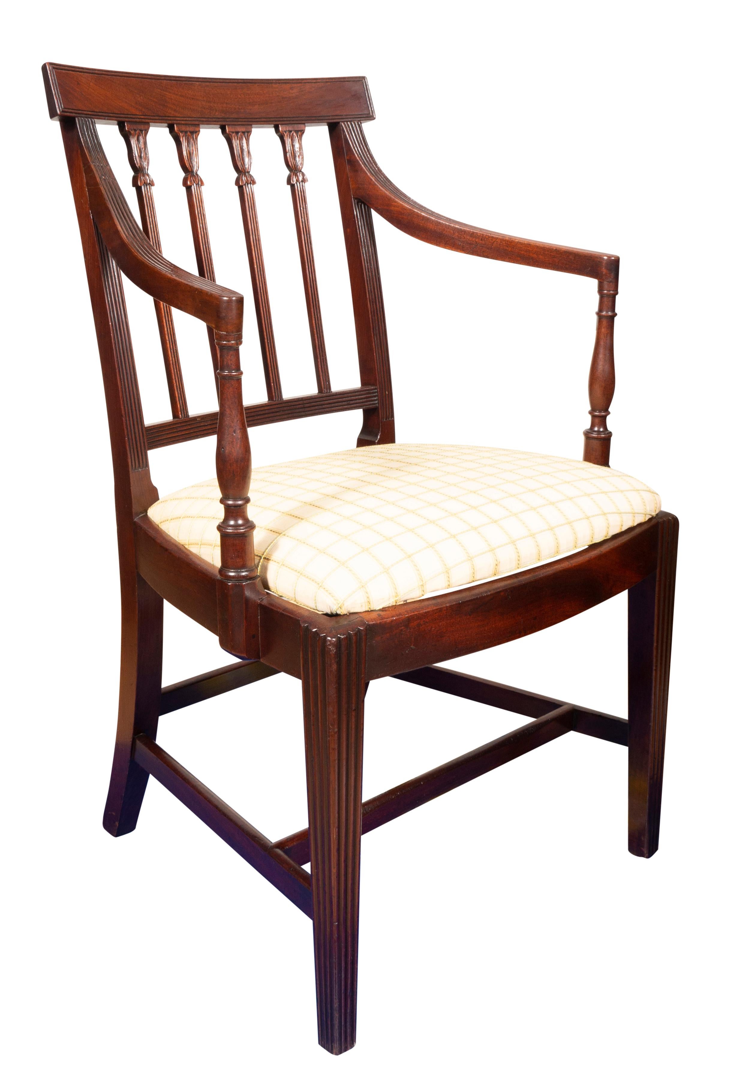 English Set of Twelve Regency Mahogany Dining Chairs For Sale
