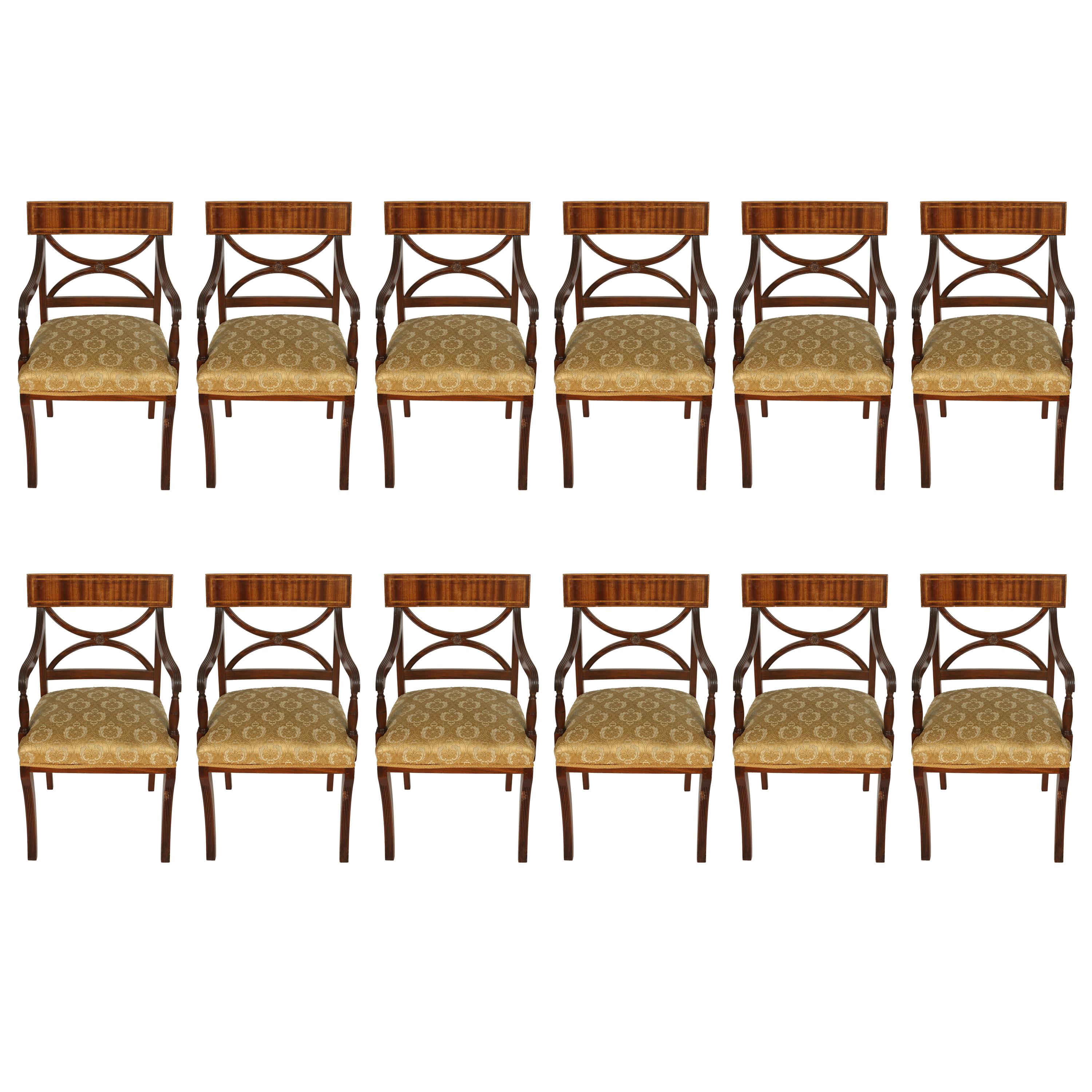 Set of Twelve Regency Style Upholstered Armchairs