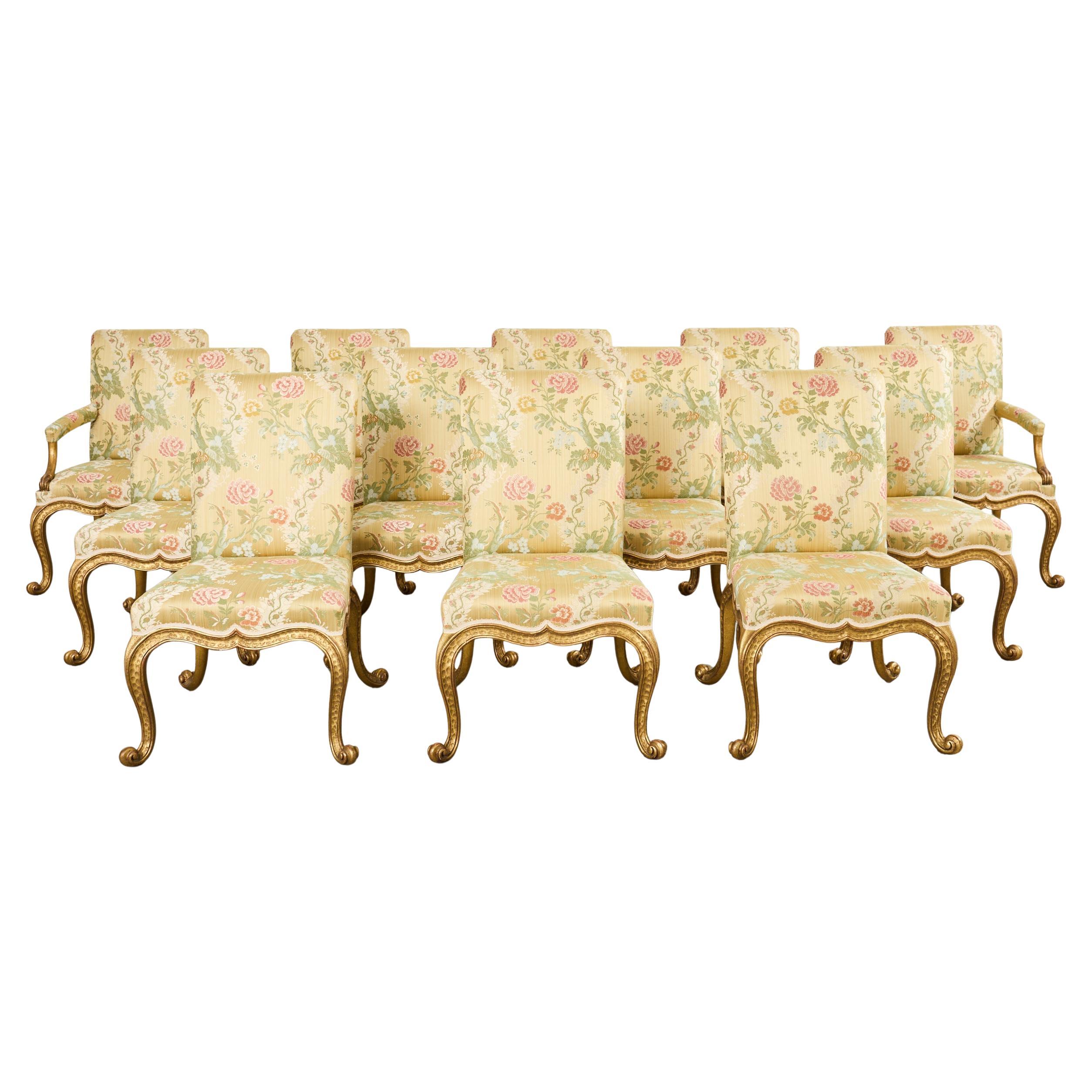 Set of Twelve Rose Tarlow Gold Leaf Kent Dining Chairs For Sale