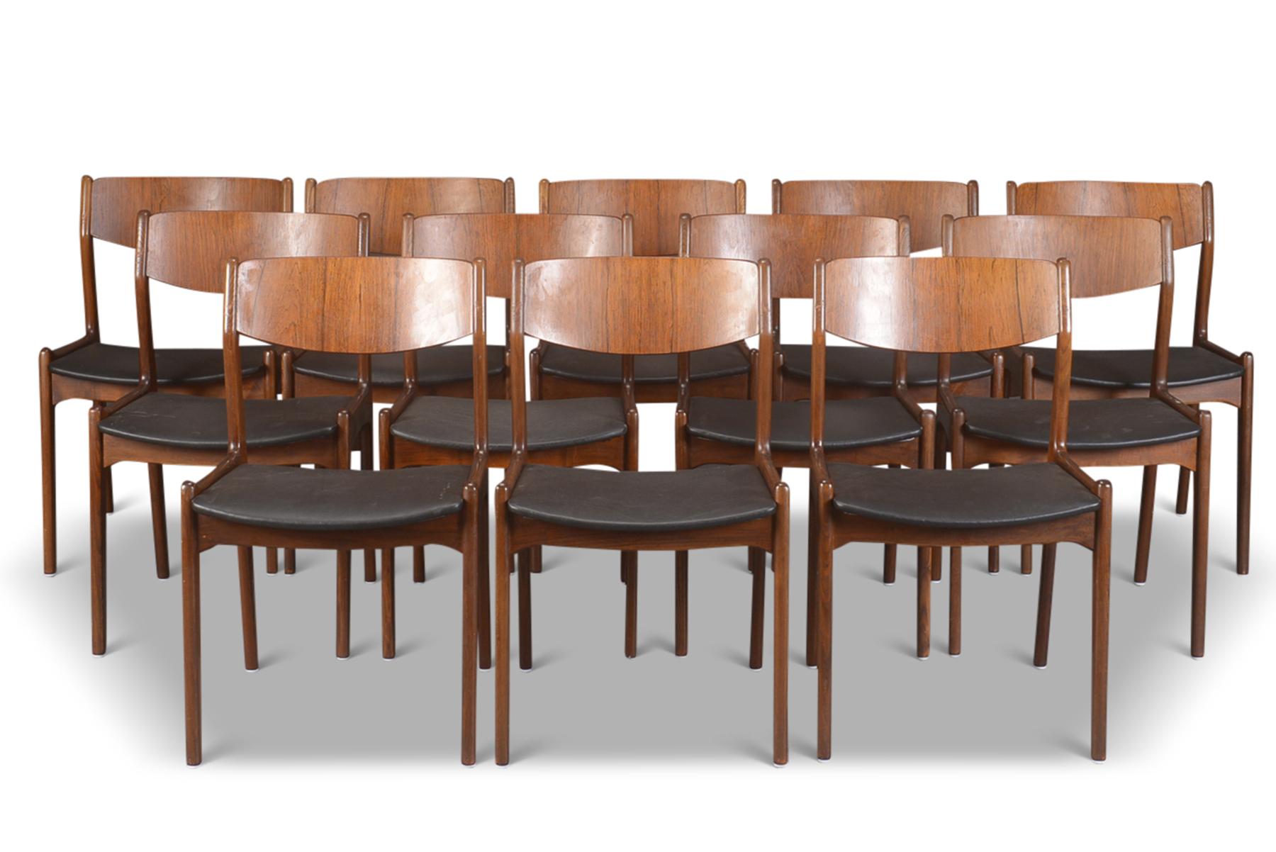 Danish Set of Twelve Rosewood Dining Chairs by P.E. Jorgensen