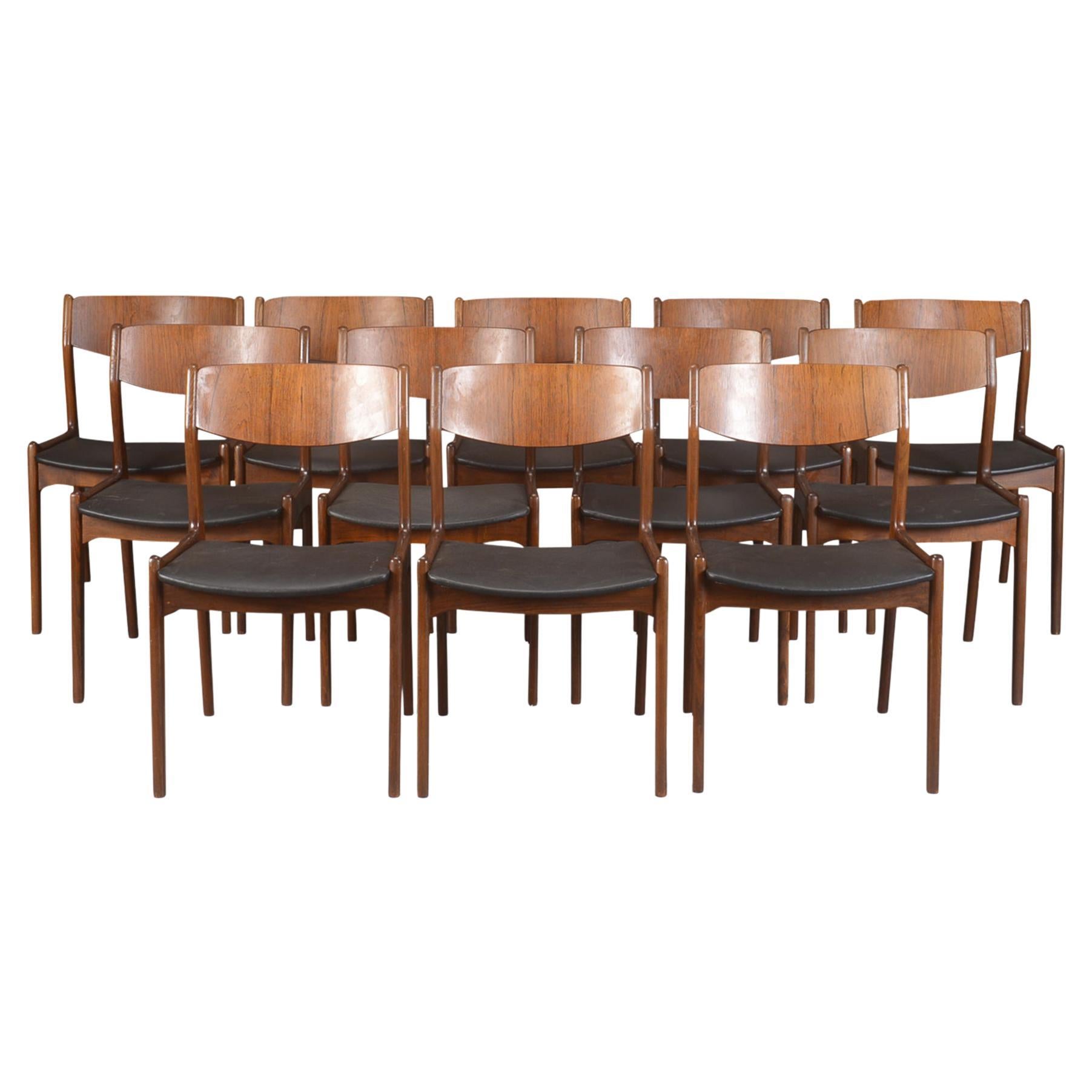Set of Twelve Rosewood Dining Chairs by P.E. Jorgensen