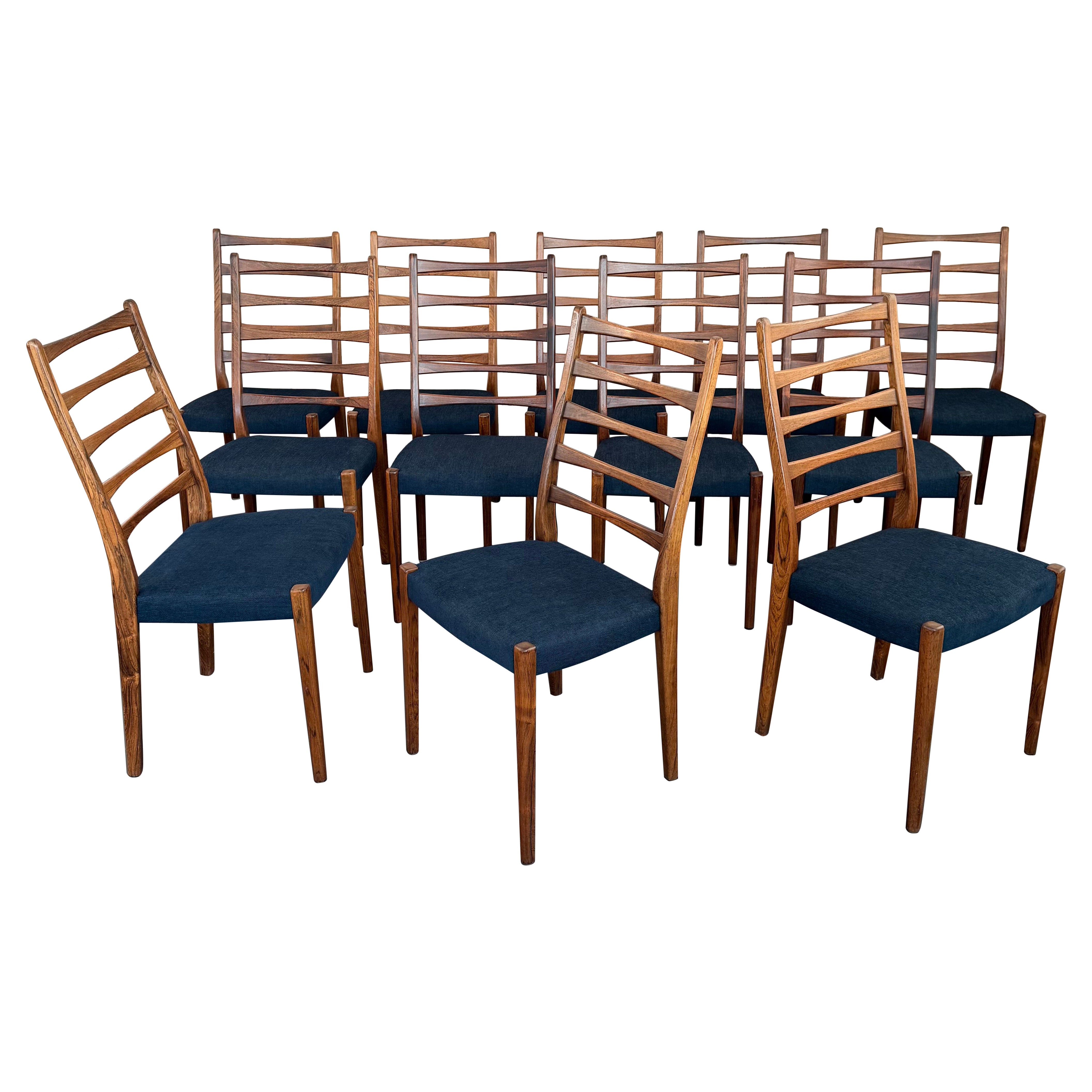 Set Of Twelve Rosewood Ladder-Back Dining Chairs By Svegards Markaryd en venta