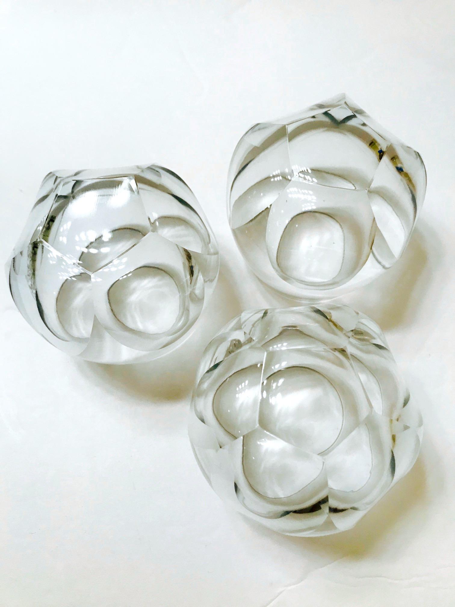 Set of Twelve Round Faceted Crystal Whiskey Glasses by Moser, 1980s 4