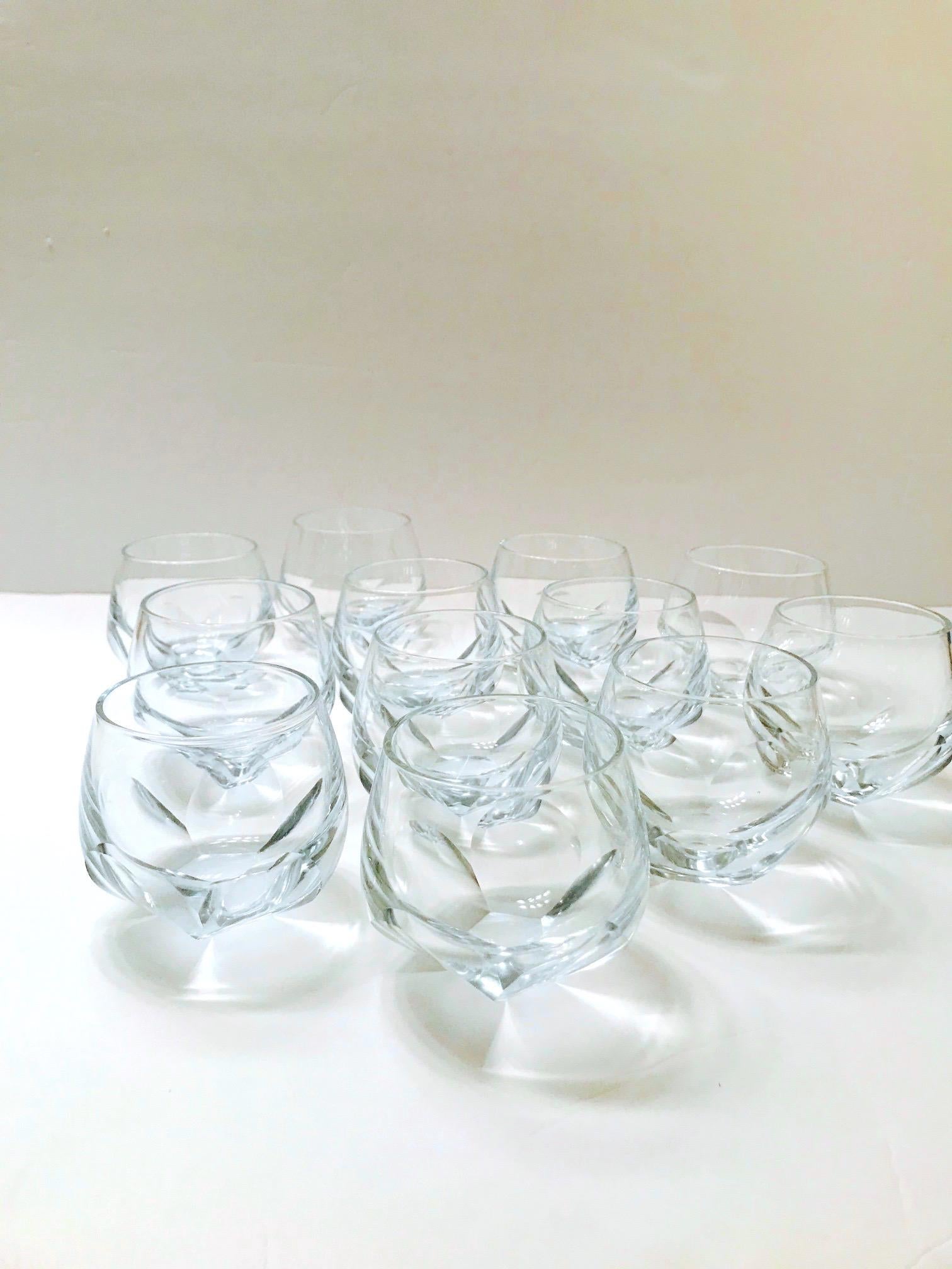 Set of Twelve Round Faceted Crystal Whiskey Glasses by Moser, 1980s 7