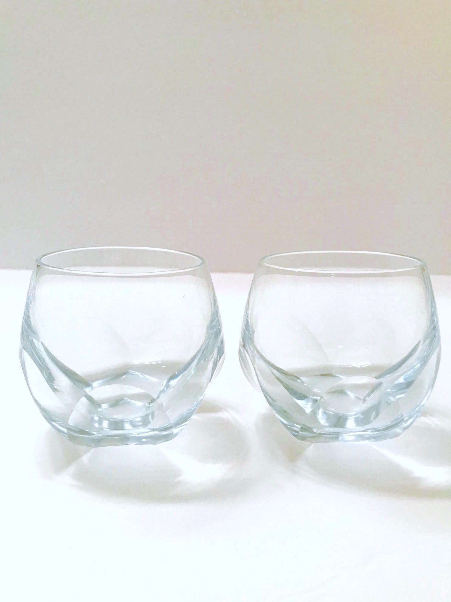 Set of Twelve Round Faceted Crystal Whiskey Glasses by Moser, 1980s In Good Condition In Fort Lauderdale, FL