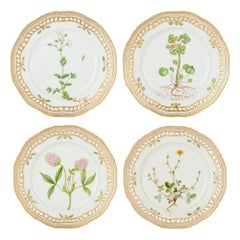 Set of Twelve Royal Copenhagen Flora Danica Dessert Plates