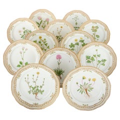 Set of Twelve Royal Copenhagen Flora Danica Dessert Plates