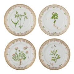 Set of Twelve Royal Copenhagen Flora Danica Porcelain Dinner Plates